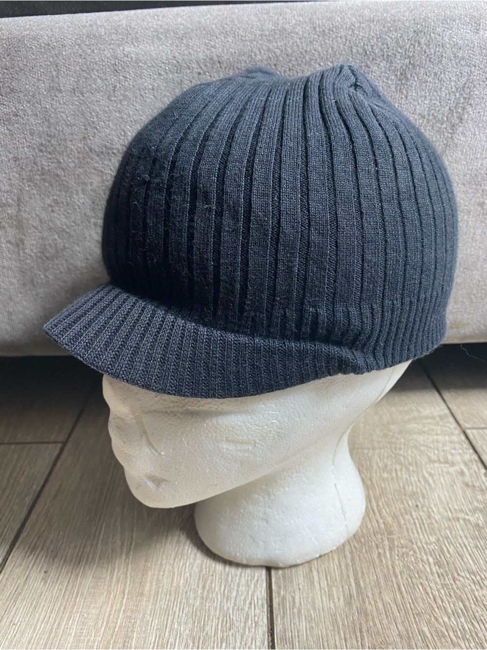 Goorin Bros Ribbed Visor Beanie Hat Black Knit Jeep Cap Radar Brimmed Skully Y2K